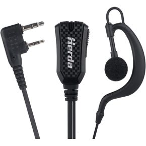 Noise Reduction Walkie Talkie Earpiece with Mic, K1 2-Pin Split-Wire Surveillance Earpiece, Compatible with Kenwood, pxton, Baofeng, Retevis Two Way Radio, 2 Way Radio Headset (1 Pcs)