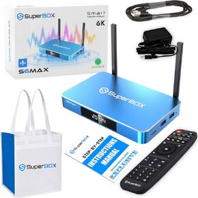Super Box 2025 S6 Max Multi Port Connectivity Hub مع هوائيات مزدوجة ، ودعم USB ، ومحول الطاقة ، ومجموعة الملحقات