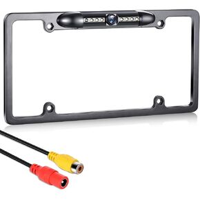 GLK Backup Camera, AHD 1080P License Plate Camera, Night Vision Rear View Reverse Camera with 7 LEDs, Wide Angle IP69K Waterproof Rear Camera for 12-24V Car Vehicle SUV RV