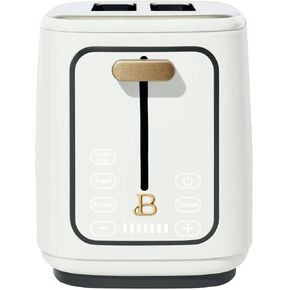 Beautiful 2 Slices Toaster, Touch-Activated, 7 Browning Settings, Extra-Wide Slots, 3 Presets, LED Countdown, Gold Accenslts, 900W Power, Easy Clean (White Icing)