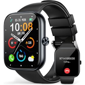 Smart Watch(Answer/Make Call), 1.83" Smartwatch for Men Women, 110+ Sport Modes, Heart Rate/Sleep/Spo2 Monitor, IP68 Waterproof, Pedometer, HD Touchscreen, Activity Tracker for Android iOS, Black
