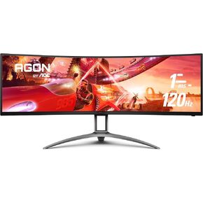 AOC AGON Curved Gaming Monitor 49" (AG493UCX), Dual QHD 5120x1440 @ 120Hz, VA Panel, 1ms Adaptive-Sync, 121% sRGB, Height Adjustable, 4-Yr Zero Dead Pixels Manufacturer Guarantee