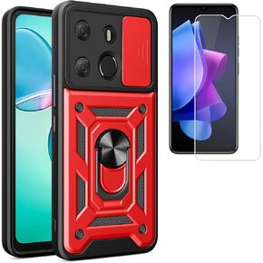 Compatible with ZTE Blade A35 4G Z2453 Case [with Tempered Glass Screen Protector] Compatible for ZTE Blade A55 Z2450 Phone Case Cover Pink