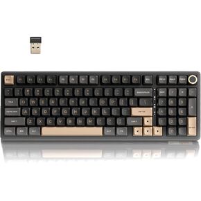 RK ROYAL KLUDGE R98 Pro Wireless Mechanical Keyboard, Creamy Bluetooth/2.4GHz/Wired RGB Gaming Keyboard with Number Pad and Knob, MDA Profile PBT Keycaps, Gasket Hot Swappable Linear Switch, Cyan