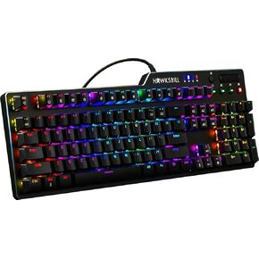 Scorpion V1 Wired Mechanical Gaming Keyboard - USB-A W/USB-C Connection Adaptor – Tactile & Clicky – Brilliant RGB Lighting Customizable Keys & Multimedia Function 104 Keys