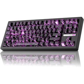 ZORNHER ZH870 Wireless Mechanical Gaming Keyboard,80% Black Custom Creamy Sound Keyboard with Spider Web IMD PC Keycaps,Pre-lubed Linear Switches,Hot-Swappable,RGB Backlit,2.4GHz/USB-C/BT5.0