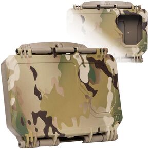 Thyrm DarkVault Comms 2.0 Critical Gear Case with Patch Panels, Integrated Phone Clamp, Viewing Window, for Chest Rig Compatible with Smartphones, Made in USA (Tan Front/FDE Back, Large)
