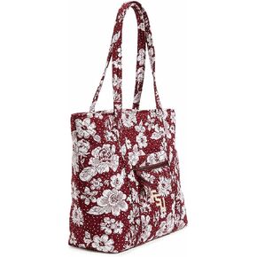 Vera Bradley Cotton Collegiate Vera Tote Bag (Multiple Teams Available), Cardinal/White Rain Garden with University of South Carolina in Kuwait