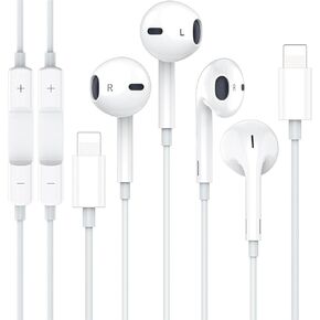 2 Packs for iPhone Headphones Wired Earbuds Earphones Nosie Reduction Built-in Microphone & Volume Control Headsets Compatible with iPhone 14/13/12/11/XR/XS/X/8/7/SE/Pro/Pro Max