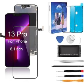 for iPhone 13 Pro Screen Replacement 6.1' 3D Touch Screen Complete Repair kit Digitizer Display Assembly with Waterproof Adhesive, 10D Tempered Glass, Tools, Instruction