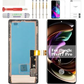 OLED for Google Pixel 7 Pro Screen Replacement Display for Pixel 7 Pro GE2AE Screen for Google Pixel 7 Pro LCD Touch Screen Repair Digitizer with Frame GP4BC GFE4J Black (with Fingerprint Function)