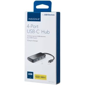 Insignia USB-C Hub 4 Ports, Multiple USB 3.0 Hub, USB C Splitter for Laptop with Type-C Power Port, USB Extender for iMac Pro, MacBook Air, iPad, Tablet. Windows, Linux, Acer PC
