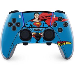 Skinit Skinit Gaming Gaming Skin متوافق مع PS5 DualSense Edge Pro Controller - مرخص رسميًا DC Comics Superman Action Action Action تصميم نمط