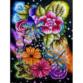 naimoer الفراشة الماس اللوحة الزهور مجموعات للبالغين، diy 5d فراشة الماس اللوحة مجموعات جولة الحفر الكامل الماس الفن مجموعات الزهور صورة الفنون الحرفية للمنزل جدار الفن ديكور 11.8x15.8 بوصة in Kuwait