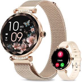 الساعات الذكية للنساء (الإجابة/إجراء مكالمة) ، 1.19 "Amoed Smartwatch لنظام Android iPhone ، متتبع اللياقة البدنية مع 120+ أوضاع رياضية ، IP68 مقاوم للماء ، معدل ضربات القلب/النوم/SPO2 ، تعقب النشاط Silver