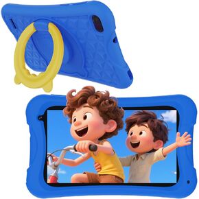 Digliand 7inch Android Kids Tablet ، RAM 4GB+32GB ROM ، وحدة المعالجة المركزية رباعية النواة ، بطارية 3000 مللي أمبير في الساعة (4H) ، حالة مقاومة للأطفال ، تطبيقات تعليمية ، للأطفال الصغار والأطفال 2-12 سنة （الأزرق）