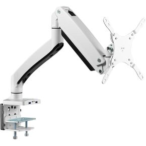 SIIG Single Monitor Desk Mount, 17" to 43", USB 3.0 and Audio Extend Ports, Fits Flat/Curved/Ultrawide Monitor, Load 33 lbs max, VESA 75x75 100x100 200x200, C-Clamp and Grommet Base (CE-MT3111-S1)