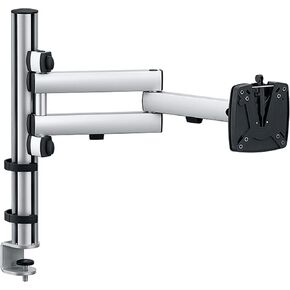 TSS Basic Monitor Arm, Improves Viewing Comfort with Ergonomic Adjustments for Height/Distance/Angle, Fast Desk Clamp Installation, Silver