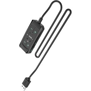 USB External Sound Card 7.1 Surround Auditory Adapter with Sound Control for PC Gaming Headsets Long Cable