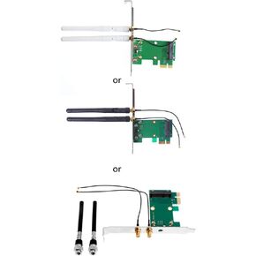 Wireless WiFi Card Mini PCI-E to PCI-E 1X Desktop Adapter + 2 Antennas