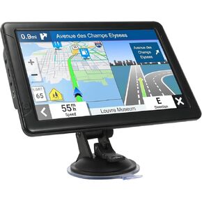 9-Inch Car GPS Navigator for Car Truck RV，2025 Maps (Free Lifetime Updates), Support Voice Turn Direction Guidance/Speed and Red Light Warning/Custom Truck Routing