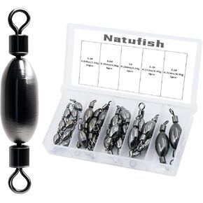 Fishing Sinkers – Bullet Weights, Drop Shot Weights, Bank Fishing Weights with Quick-Change Swivel for Saltwater/Freshwater – Brass Lead Weights Fishing Kit for Bass, Catfish