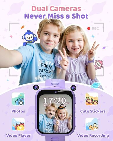 Smart Watch for Kids, Kids Watch with 2 Cameras, 30 Puzzle Games, Learning Cards, Video Music Player, Audiobooks, Pedometer, Alarm Clock, Torch, Birthday Gifts Toys for Kids Girls 4-10 in Saudi Arabia