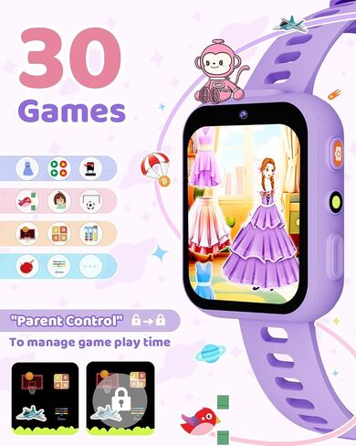 Smart Watch for Kids, Kids Watch with 2 Cameras, 30 Puzzle Games, Learning Cards, Video Music Player, Audiobooks, Pedometer, Alarm Clock, Torch, Birthday Gifts Toys for Kids Girls 4-10 in Saudi Arabia