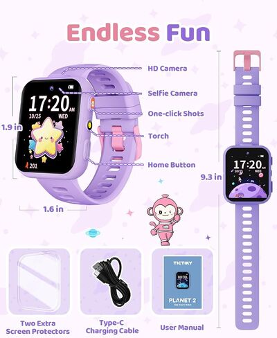 Smart Watch for Kids, Kids Watch with 2 Cameras, 30 Puzzle Games, Learning Cards, Video Music Player, Audiobooks, Pedometer, Alarm Clock, Torch, Birthday Gifts Toys for Kids Girls 4-10 in Saudi Arabia