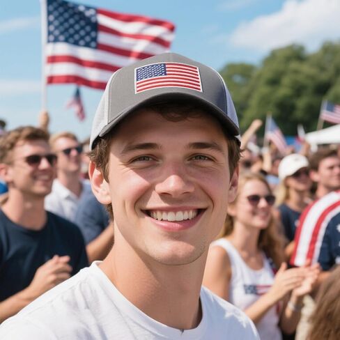American Flag Trucker Hat for Men Women, Adjustable Snapback Mesh USA Flag Baseball Cap in Saudi Arabia