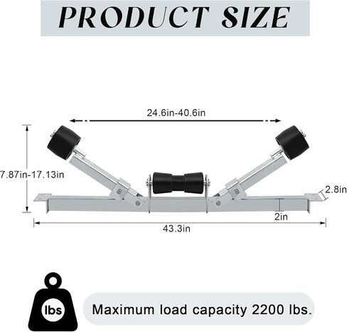 Large Boat Trailer Rollers Bottom Support Load Capacity of the Trailer Bracket Is About 1102 Lb/ 500 kg Steel Adjustable Bottom Support Bracket for Boats Small Motors Sailing Boats(35.43 Inch) in Saudi Arabia
