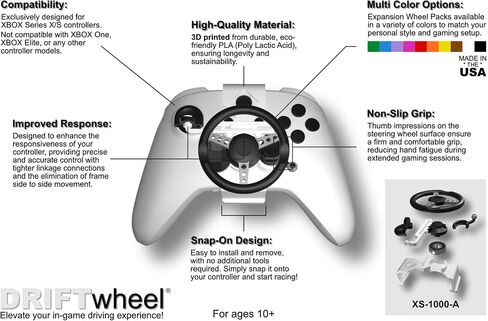 DRIFTwheel Mini Steering Wheel for XBOX - 3D Printed Controller Accessory - Increase Accuracy (XS-0000-A) in Saudi Arabia