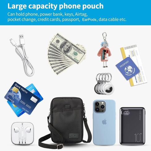 KIWIFOTOS Travel Cell Phone Pouch Belt Pouch, Dual Phone Holster Crossbody Bag with Shoulder Strap for iPhone 16 15 14 Pro Max Case Holder with Neck Lanyard Smartphone Walking Passport Wallet in Saudi Arabia