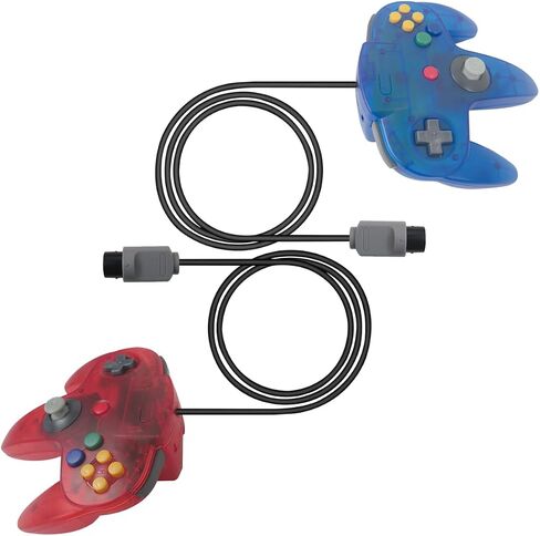 Artmavin 2-Pack Classic Controller for Nintendo 64, Retro Wired Remote Game Pad Joystick Controller for N64 System Video Console (Transparent Red and Transparent Blue) in Saudi Arabia
