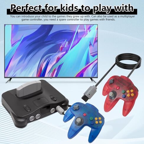 Artmavin 2-Pack Classic Controller for Nintendo 64, Retro Wired Remote Game Pad Joystick Controller for N64 System Video Console (Transparent Red and Transparent Blue) in Saudi Arabia