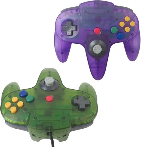 Artmavin 2-Pack Classic Controller for Nintendo 64, Retro Wired Remote Game Pad Joystick Controller for N64 System Video Console (Transparent Red and Transparent Blue) in Saudi Arabia