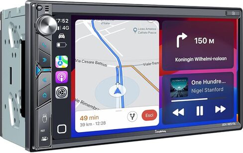 Sjoybring Double Din Car Steroo - Wireless Apple Carplay & Android Auto ، 240W 4.2Chn ، 7 "شاشة تعمل باللمس ، SWC ، Bluetooth ، FM/AM Car Radio ، مخرجات مضخمات الصوت ، كاميرا احتياطية in Kuwait