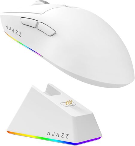 MechLands AJAZZ AJ139 V2 MC Gaming Mouse with Charging Base, Adjustable 12,000 DPI, PAW3311 Sensor, 3 Modes Wireless Mouse, 500mAh Battery, 1000 Polling Rate, 66g Lightweight, Win/Mac (Black) in Saudi Arabia