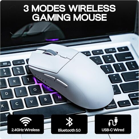 MechLands AJAZZ AJ139 V2 MC Gaming Mouse with Charging Base, Adjustable 12,000 DPI, PAW3311 Sensor, 3 Modes Wireless Mouse, 500mAh Battery, 1000 Polling Rate, 66g Lightweight, Win/Mac (Black) in Saudi Arabia