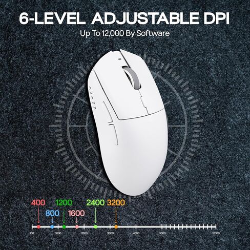 MechLands AJAZZ AJ139 V2 MC Gaming Mouse with Charging Base, Adjustable 12,000 DPI, PAW3311 Sensor, 3 Modes Wireless Mouse, 500mAh Battery, 1000 Polling Rate, 66g Lightweight, Win/Mac (Black) in Saudi Arabia