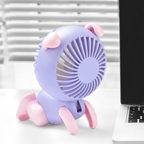 BestAlice Portable Fan, Mini Cute Puppy Desk Fan Small Quiet, 3 Speed Adjustable Desktop Personal Fan with USB Rechargeable Battery, Cute Shape Design Small Desk Fan for Home Office Bedroom Indoor in Saudi Arabia