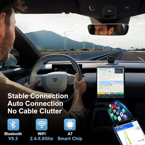 محول Wireless Auto Auto Auto متوافق مع Samsung/Google/Pixel ، إلخ ، محول سيارة Android Auto Car اللاسلكي تحويل المصنع إلى اتصال بلوتوث لاسلكي ومستقر in Kuwait