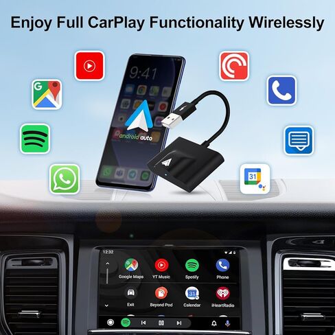 محول Wireless Auto Auto Auto متوافق مع Samsung/Google/Pixel ، إلخ ، محول سيارة Android Auto Car اللاسلكي تحويل المصنع إلى اتصال بلوتوث لاسلكي ومستقر in Kuwait