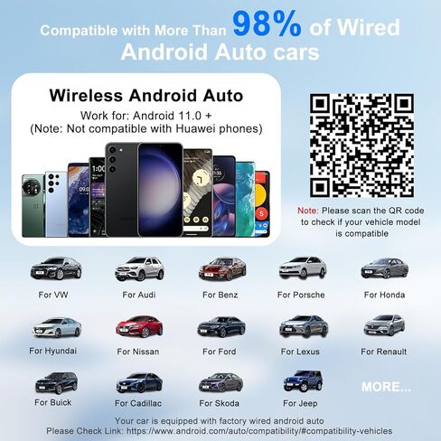 محول Wireless Auto Auto Auto متوافق مع Samsung/Google/Pixel ، إلخ ، محول سيارة Android Auto Car اللاسلكي تحويل المصنع إلى اتصال بلوتوث لاسلكي ومستقر in Kuwait