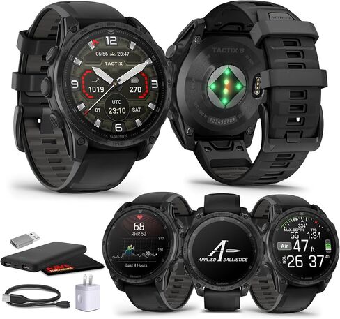 Garmin Tactix 8 51mm Solar Charged Display Smart Watch, Built-in Flashlight, 48 Days Battery Life, Premium Tactical GPS Smartwatch, Includes Applied Ballistics Ultralight Solver Bundle in Saudi Arabia