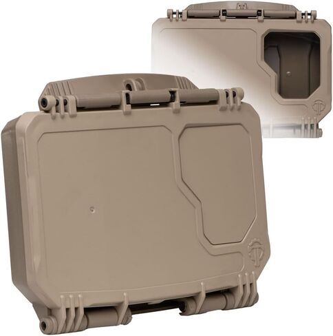 Thyrm DarkVault Comms 2.0 Critical Gear Case with Patch Panels, Integrated Phone Clamp, Viewing Window, for Chest Rig Compatible with Smartphones, Made in USA (Tan Front/FDE Back, Large) in Saudi Arabia
