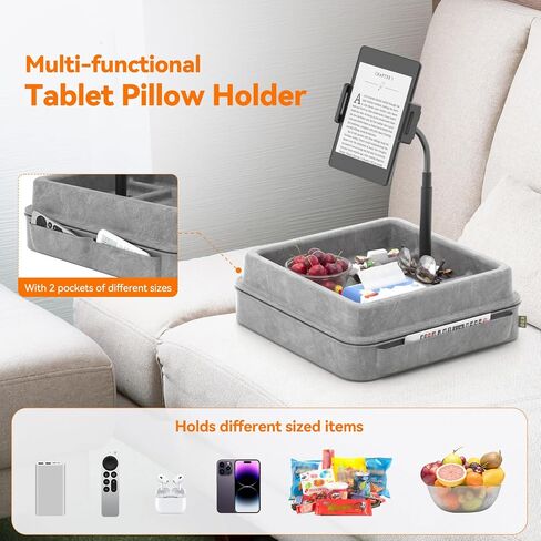 KDD Tablet Pillow Holder - 360°Adjustable iPad Pillow Stand for Lap, Bed and Desk - Gooseneck Tablet Soft Pad Dock with Storage Tray and Pocket Compatible with iPad Pro 12.9, Air Mini, Phone, E-Reader in Kuwait