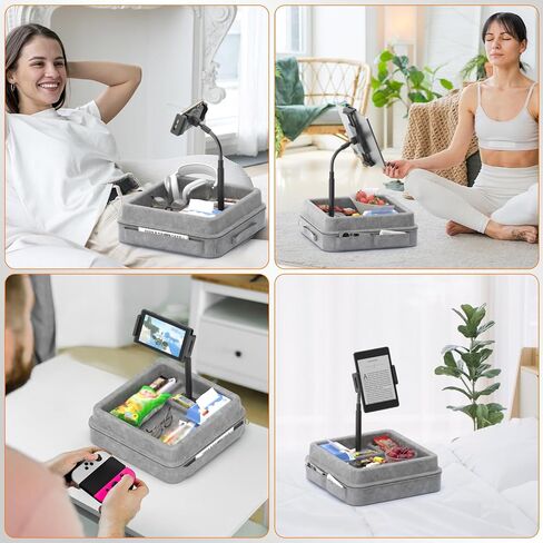 KDD Tablet Pillow Holder - 360°Adjustable iPad Pillow Stand for Lap, Bed and Desk - Gooseneck Tablet Soft Pad Dock with Storage Tray and Pocket Compatible with iPad Pro 12.9, Air Mini, Phone, E-Reader in Kuwait