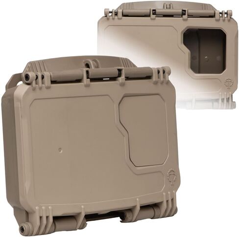 Thyrm DarkVault Comms 2.0 Critical Gear Case with Patch Panels, Integrated Phone Clamp, Viewing Window, for Chest Rig Compatible with Smartphones, Made in USA (Tan Front/FDE Back, Large) in Saudi Arabia