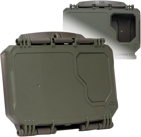 Thyrm DarkVault Comms 2.0 Critical Gear Case with Patch Panels, Integrated Phone Clamp, Viewing Window, for Chest Rig Compatible with Smartphones, Made in USA (Tan Front/FDE Back, Large) in Saudi Arabia